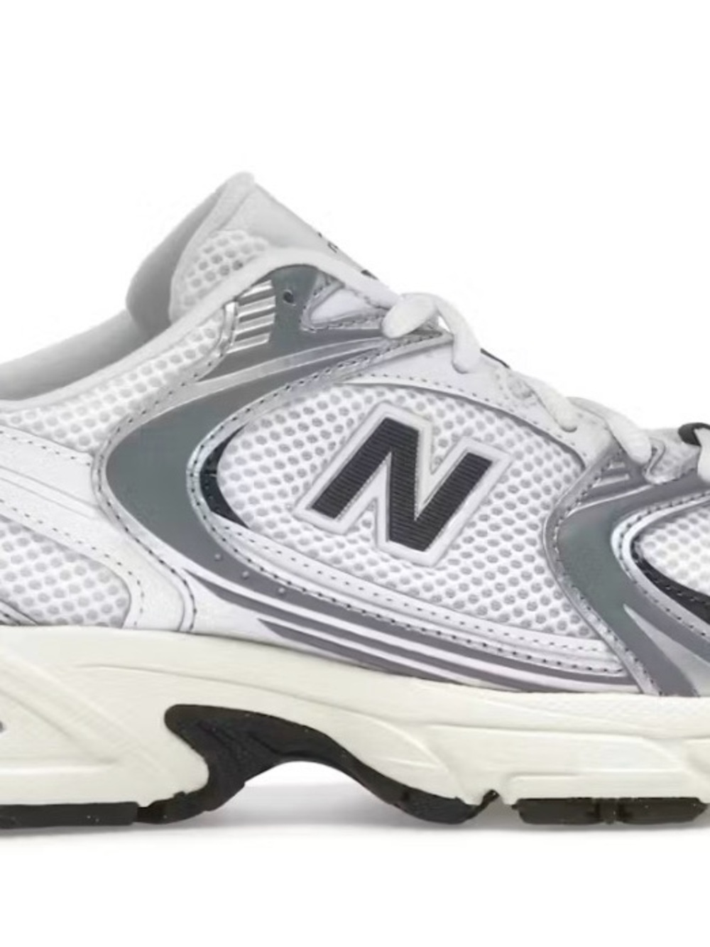 New Balance White and Silver Men's Athletic Sneakers